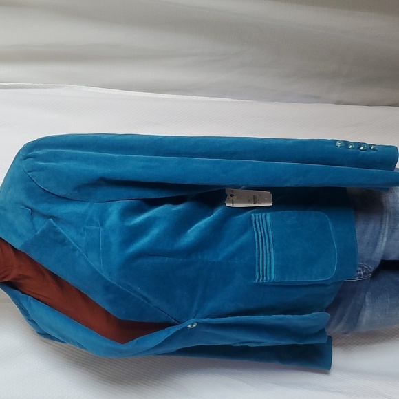 NWT Pow Wow Teal velvet blazer w/ satin finishes Size P14 - Picture 5 of 12